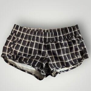 Hurley Black White Plaid Low Rise Micro Board Shorts Women Size M